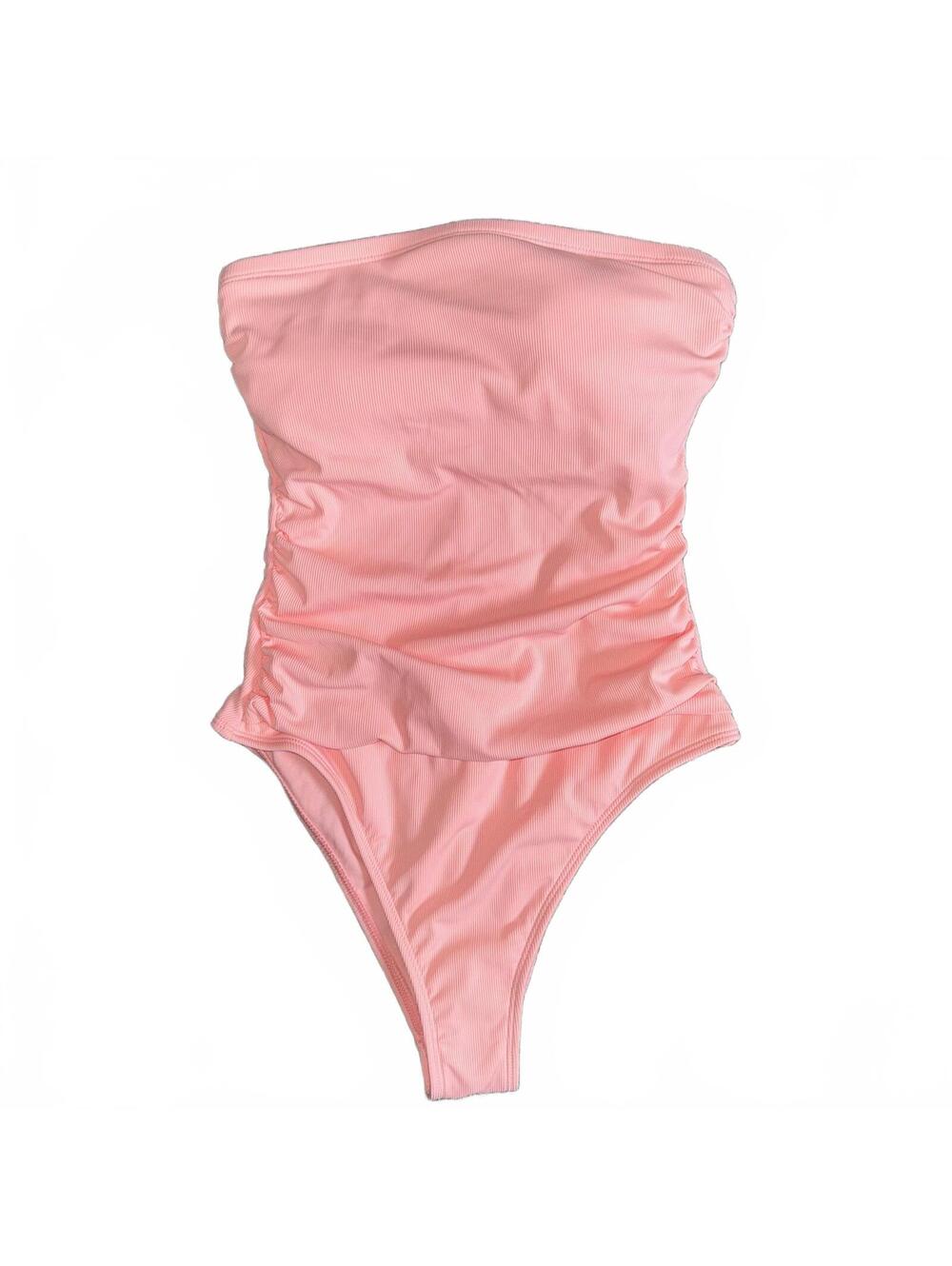 Shade & Shore Rouched Pink One Piece Swimsuit Women's Small NWT